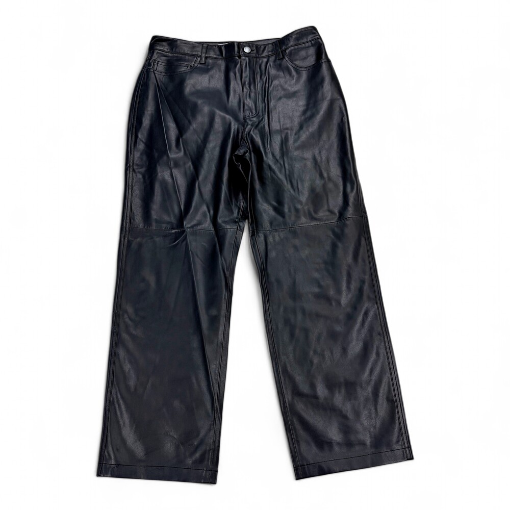 MNG Faux Leather Wide-Leg Trousers Size 10